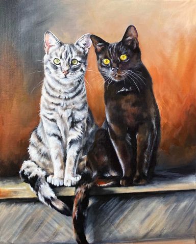 two cats painted in Acrylics